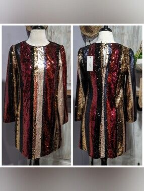 NWT ALI & JAY Members Only Multi-Sequin Stripe Mini Dress